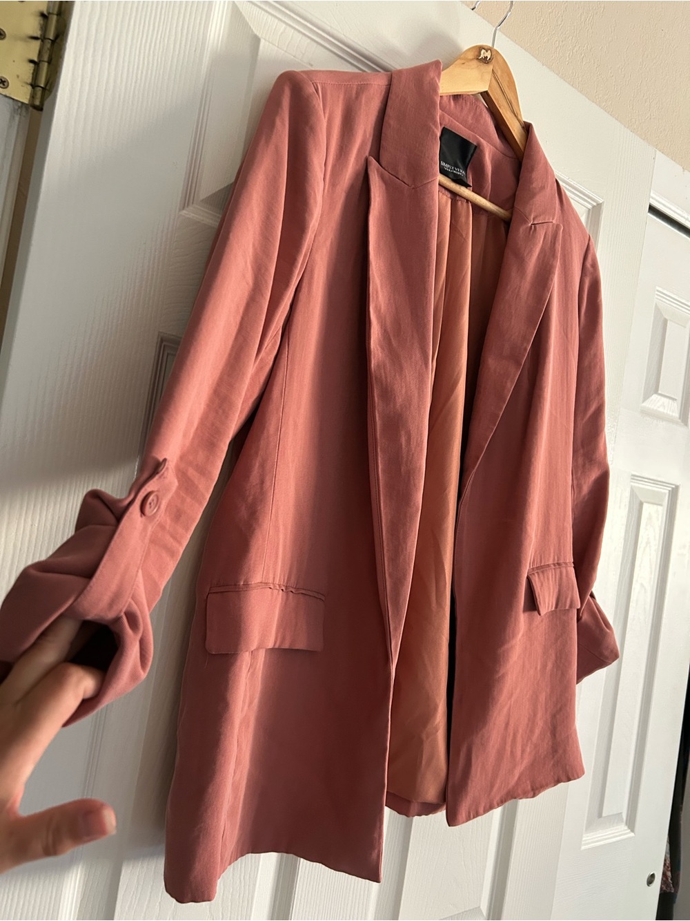 Simply Vera Vera Wang Dusty Rose Roll Tab Relaxed Blazer M - Picture 4 of 10